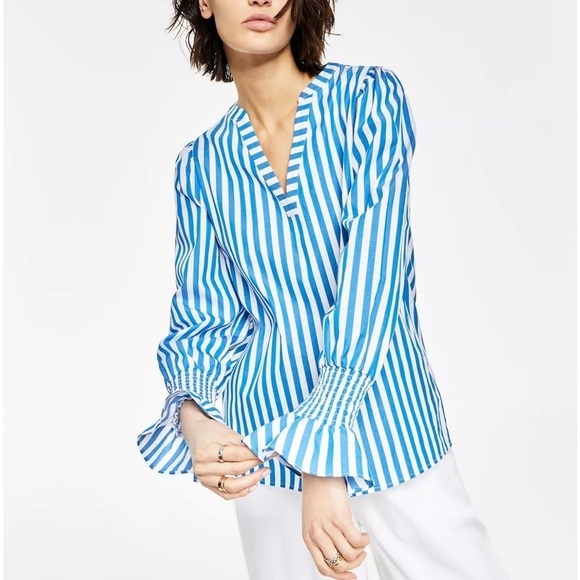 Bar III Tops - Bar III Women's Striped Smocked-Cuff Top in size XXL. NWT